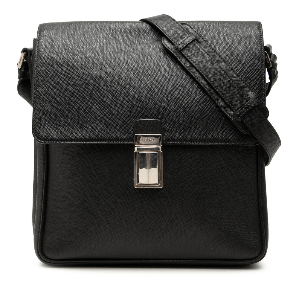 Pre-Loved Prada Saffiano Buckle Messenger Bag